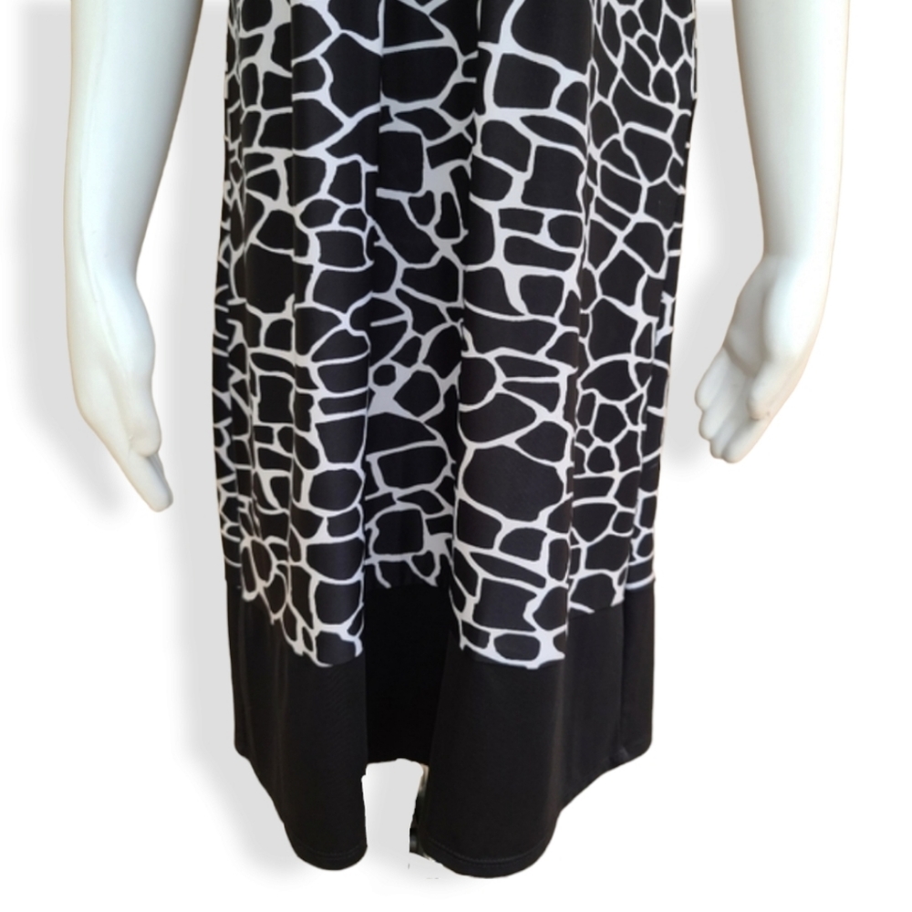 VINTAGE 90s Y2K STUDIO Banded Shift Dress M Long Tunic Modest Top Shirt Giraffe - Picture 9 of 16